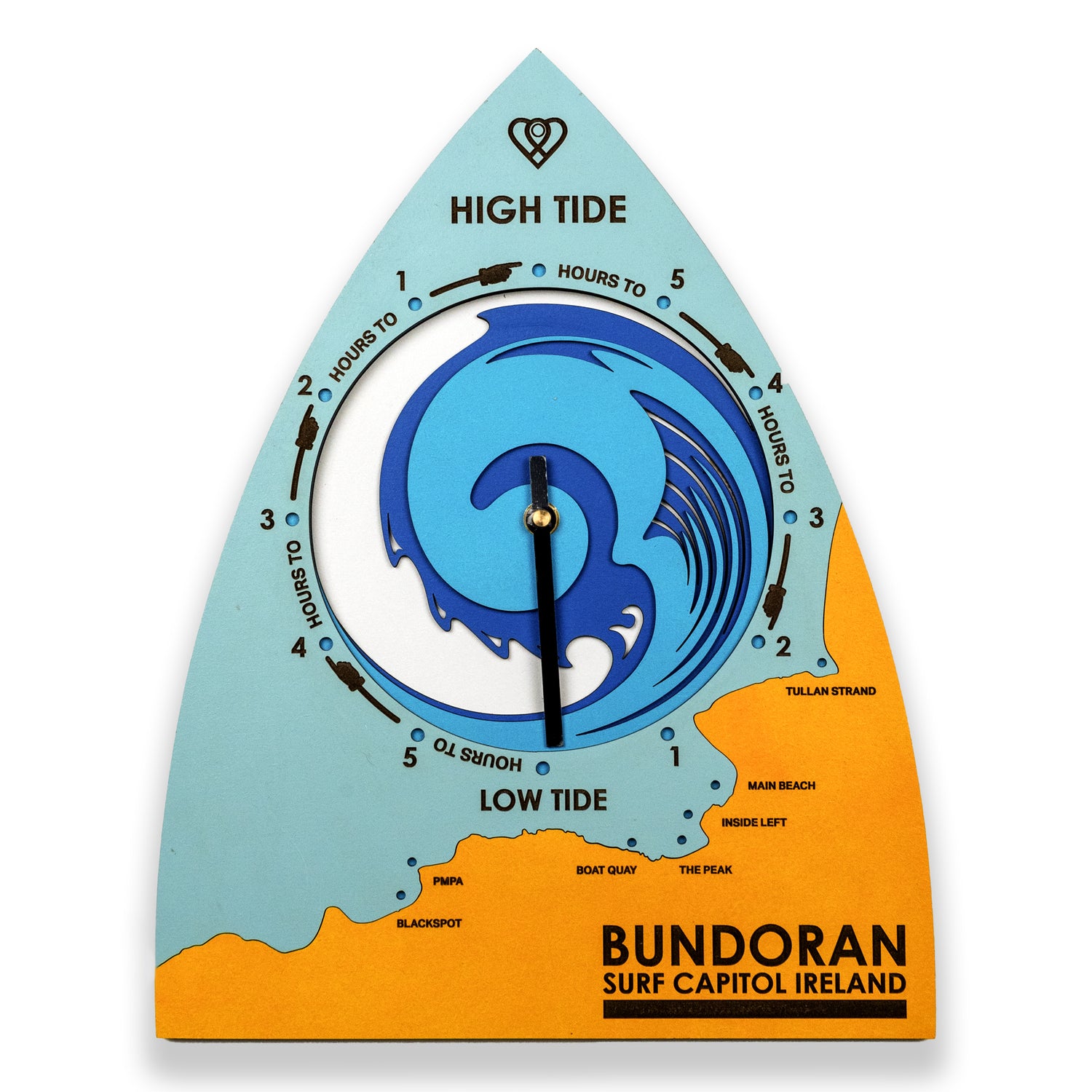 Bundoran tide clock for beach walks and surf spots