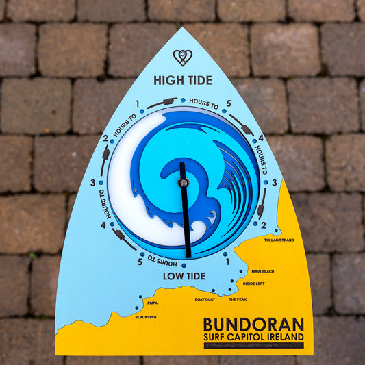 Bundoran tide clock for beach walks and surf spots