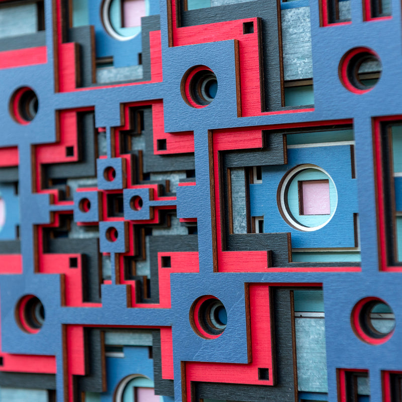 Noughts and crosses. An original multi layered mandala artwork designed using geometric and symmetrical patterns. Unique statement wall décor.