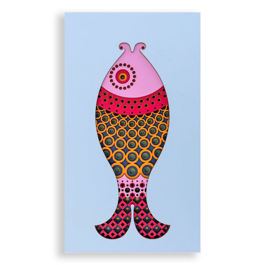 Samantha (fish.) An original Fish themed multi layered artwork designed using geometric patterns. Beautiful and unique wall décor.