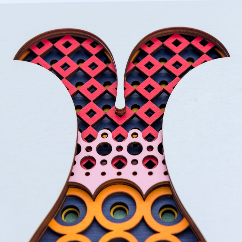 Samantha (fish.) An original Fish themed multi layered artwork designed using geometric patterns. Beautiful and unique wall décor.
