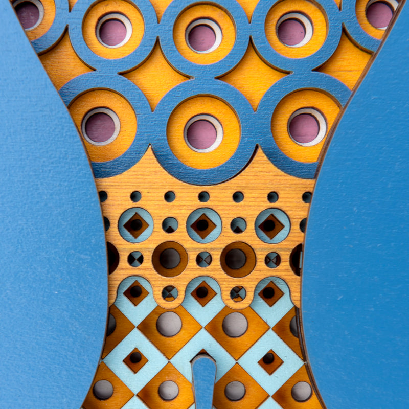 An original Fish themed multi layered artwork designed using geometric patterns. Beautiful, quirky unique wall décor.