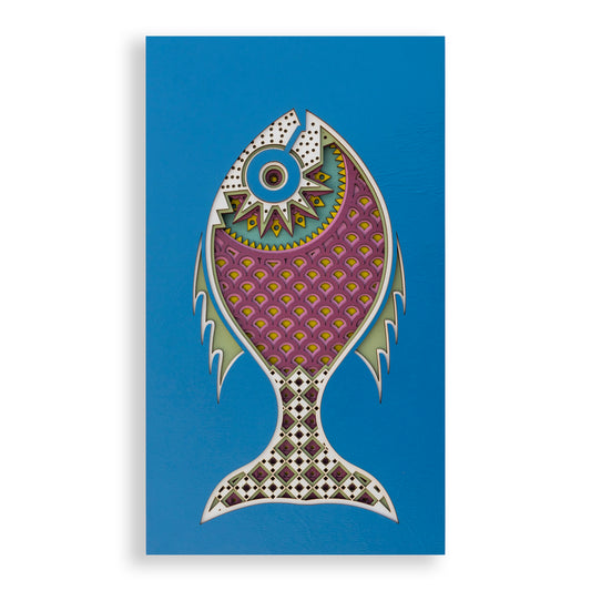 Sid (vicious.) An original Fish themed multi layered artwork designed using geometric patterns. Beautiful, quirky unique wall décor.