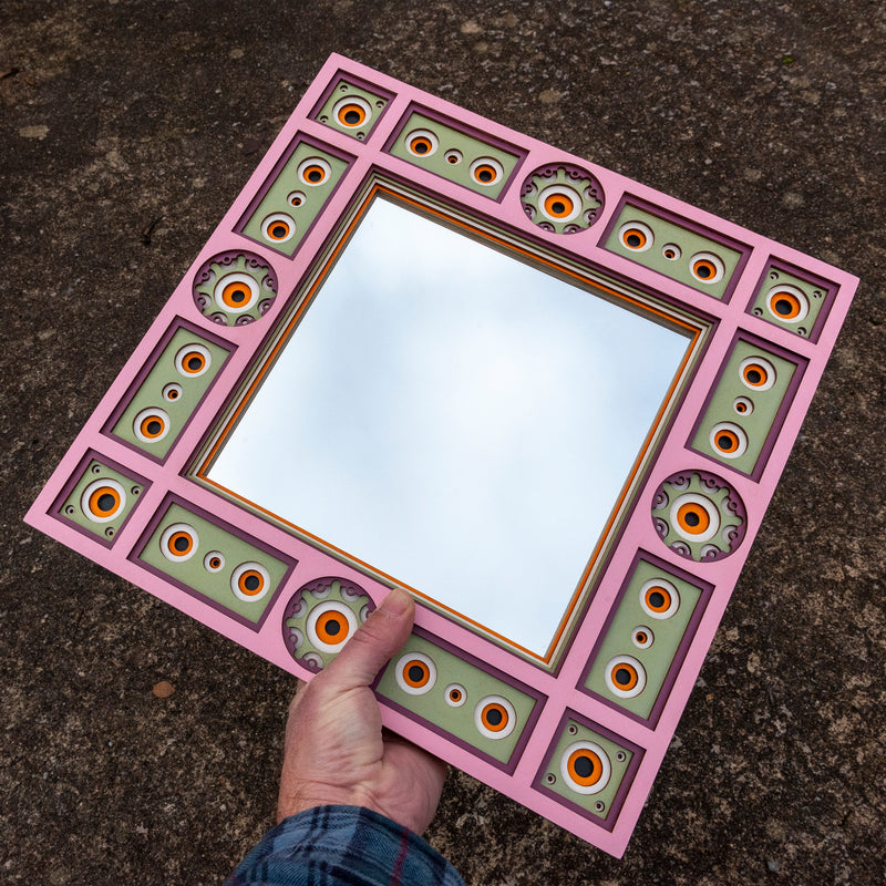 original, quirky, retro styled symmetrical square mirror