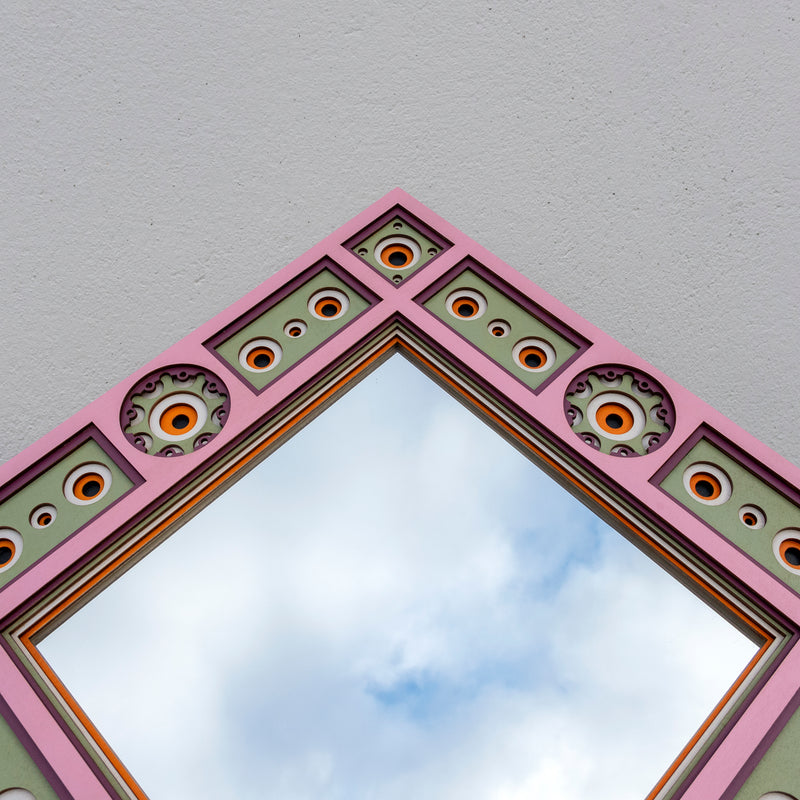 original, quirky, retro styled symmetrical square mirror