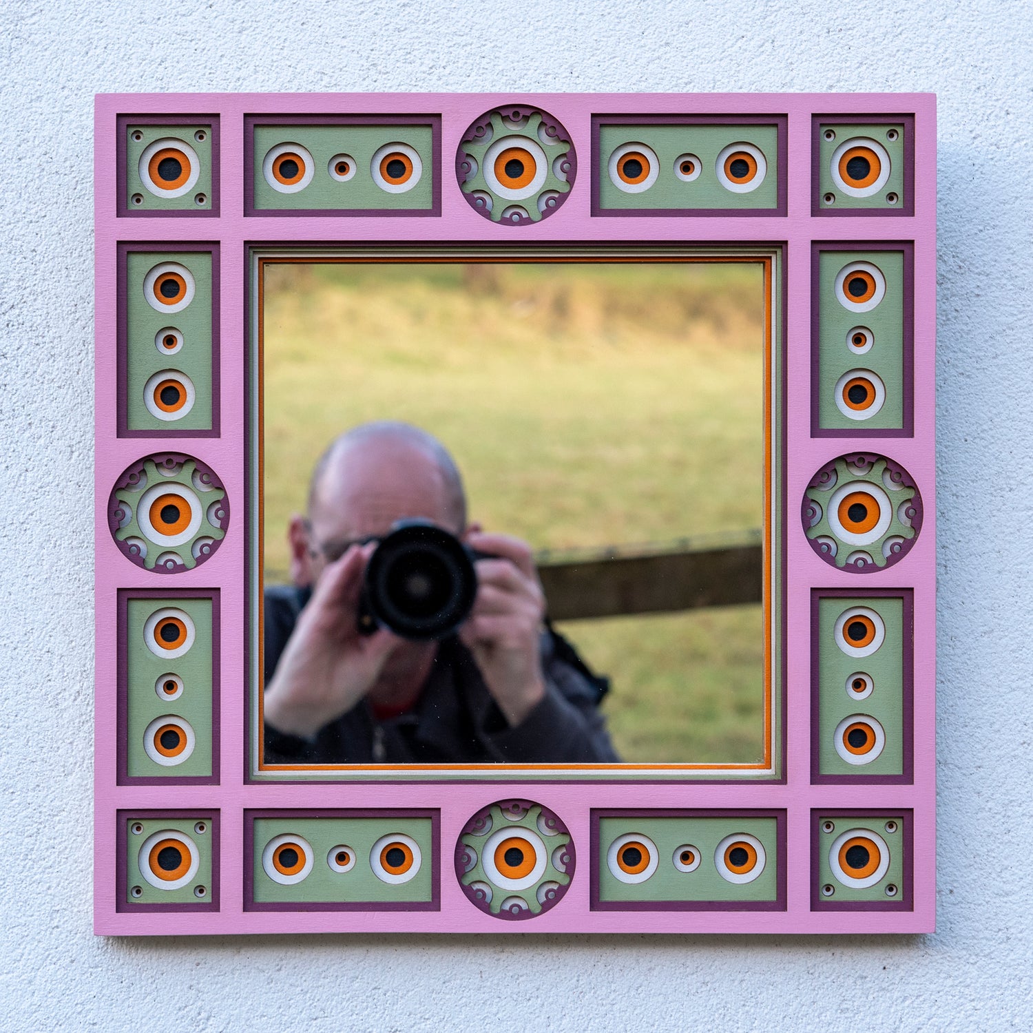 original, quirky, retro styled symmetrical square mirror