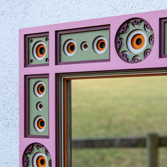 original, quirky, retro styled symmetrical square mirror