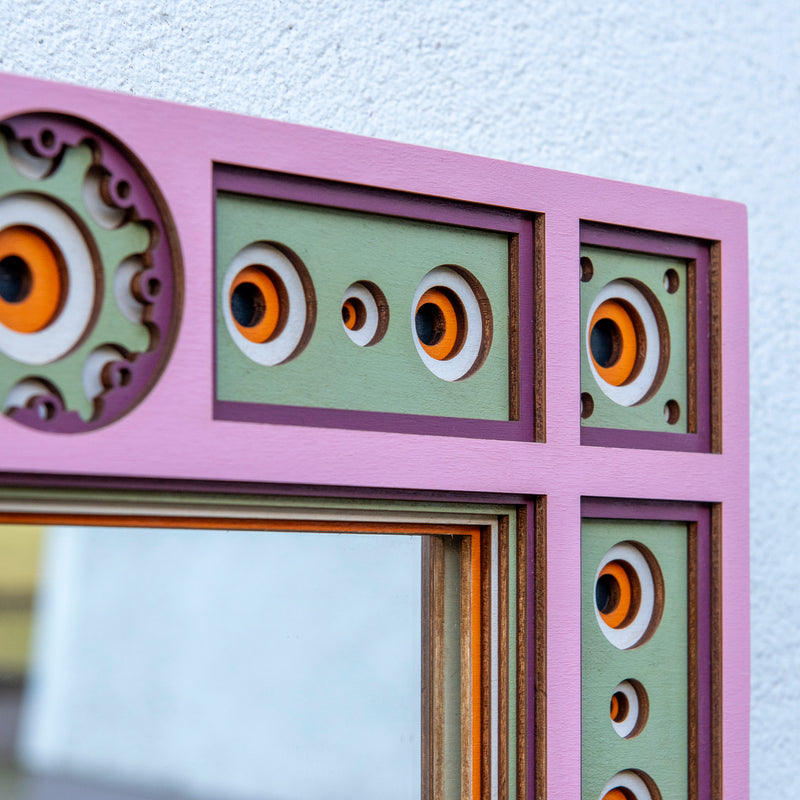 original, quirky, retro styled symmetrical square mirror