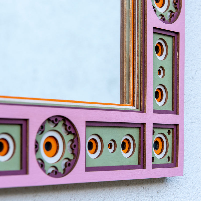 original, quirky, retro styled symmetrical square mirror