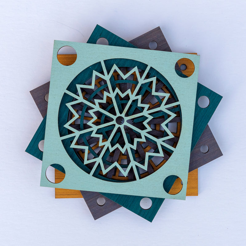 box of 4 geometric design coasters