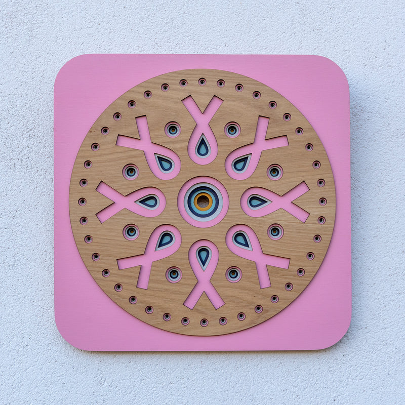 Hope, awareness and unity wooden layered mandala