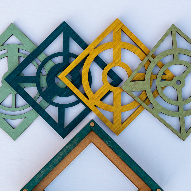 box of 4 geometric design coasters