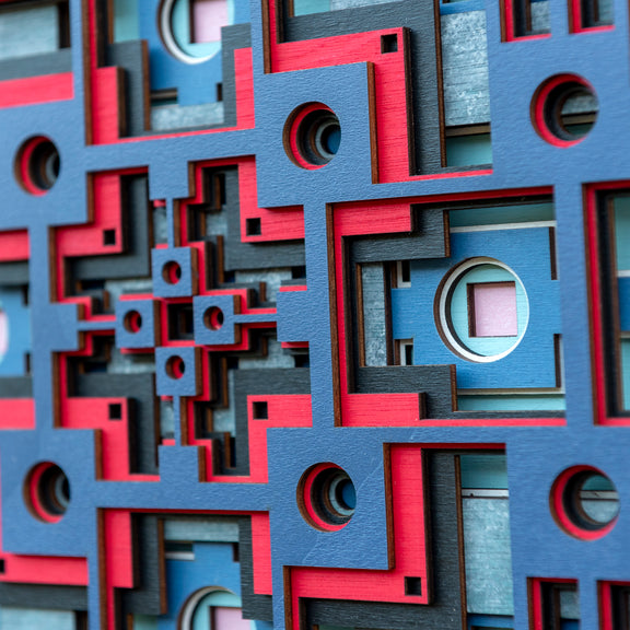 Noughts and crosses. An original multi layered mandala artwork designed using geometric and symmetrical patterns. Unique statement wall décor.
