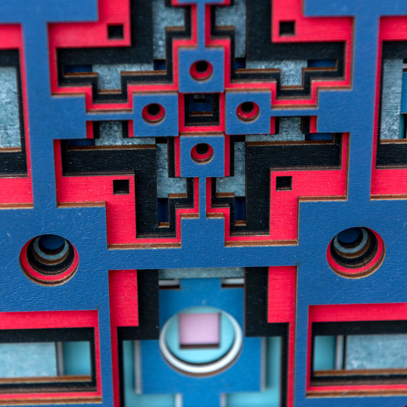 Noughts and crosses. An original multi layered mandala artwork designed using geometric and symmetrical patterns. Unique statement wall décor.
