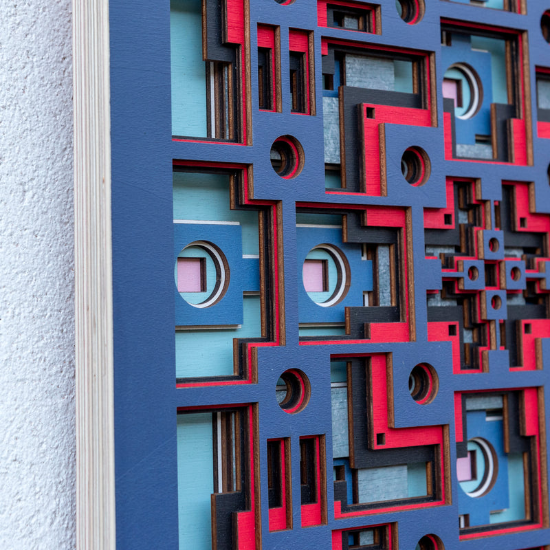 Noughts and crosses. An original multi layered mandala artwork designed using geometric and symmetrical patterns. Unique statement wall décor.
