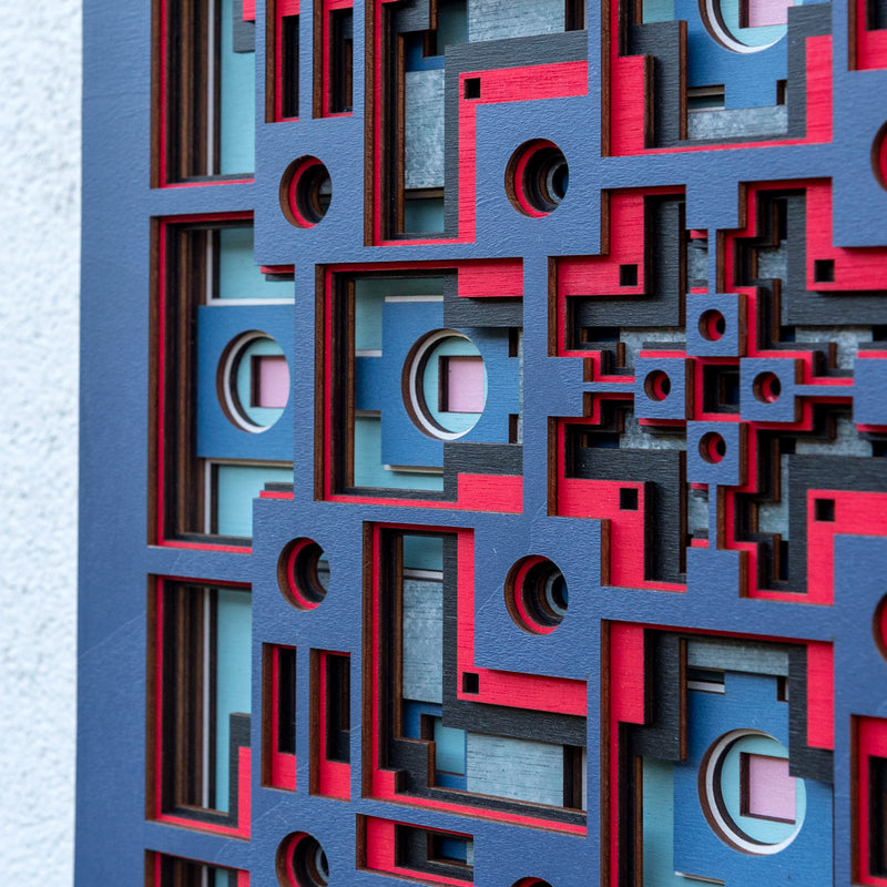 Noughts and crosses. An original multi layered mandala artwork designed using geometric and symmetrical patterns. Unique statement wall décor.
