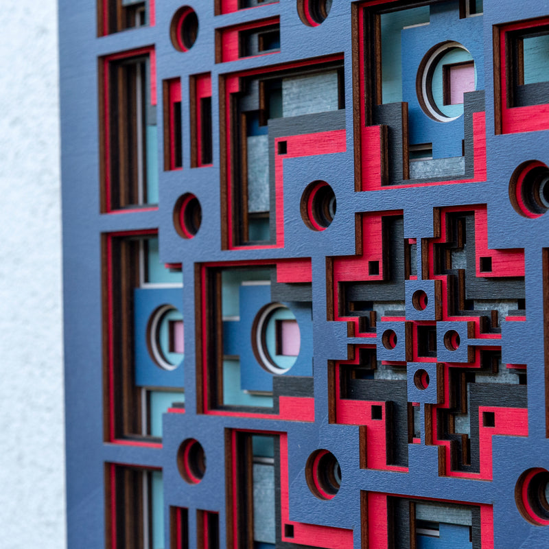 Noughts and crosses. An original multi layered mandala artwork designed using geometric and symmetrical patterns. Unique statement wall décor.
