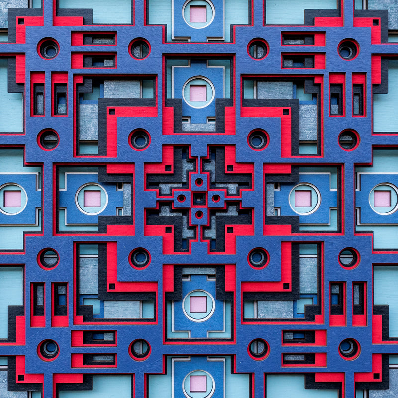 Noughts and crosses. An original multi layered mandala artwork designed using geometric and symmetrical patterns. Unique statement wall décor.
